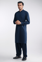 Premium Cotton Blend - Midnight Blue - Shalwar Kameez -