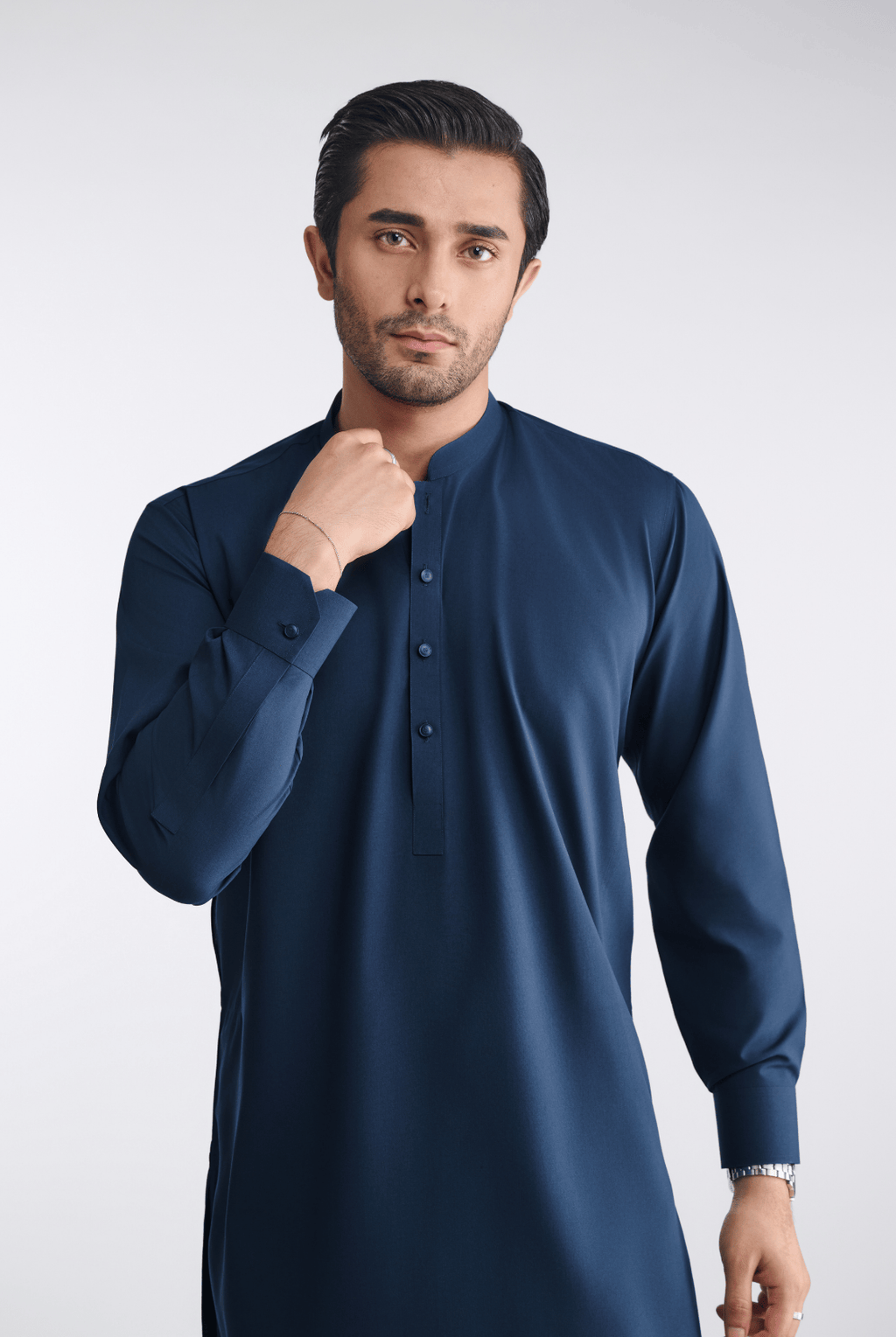 Premium Cotton Blend - Midnight Blue - Shalwar Kameez -
