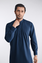 Premium Cotton Blend - Midnight Blue - Shalwar Kameez -