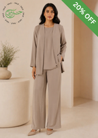 Elegant Beige Co-Ord Set with Layered Top | 7ByImran