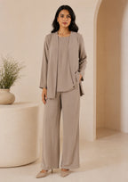 Elegant Beige Co-Ord Set with Layered Top | 7ByImran