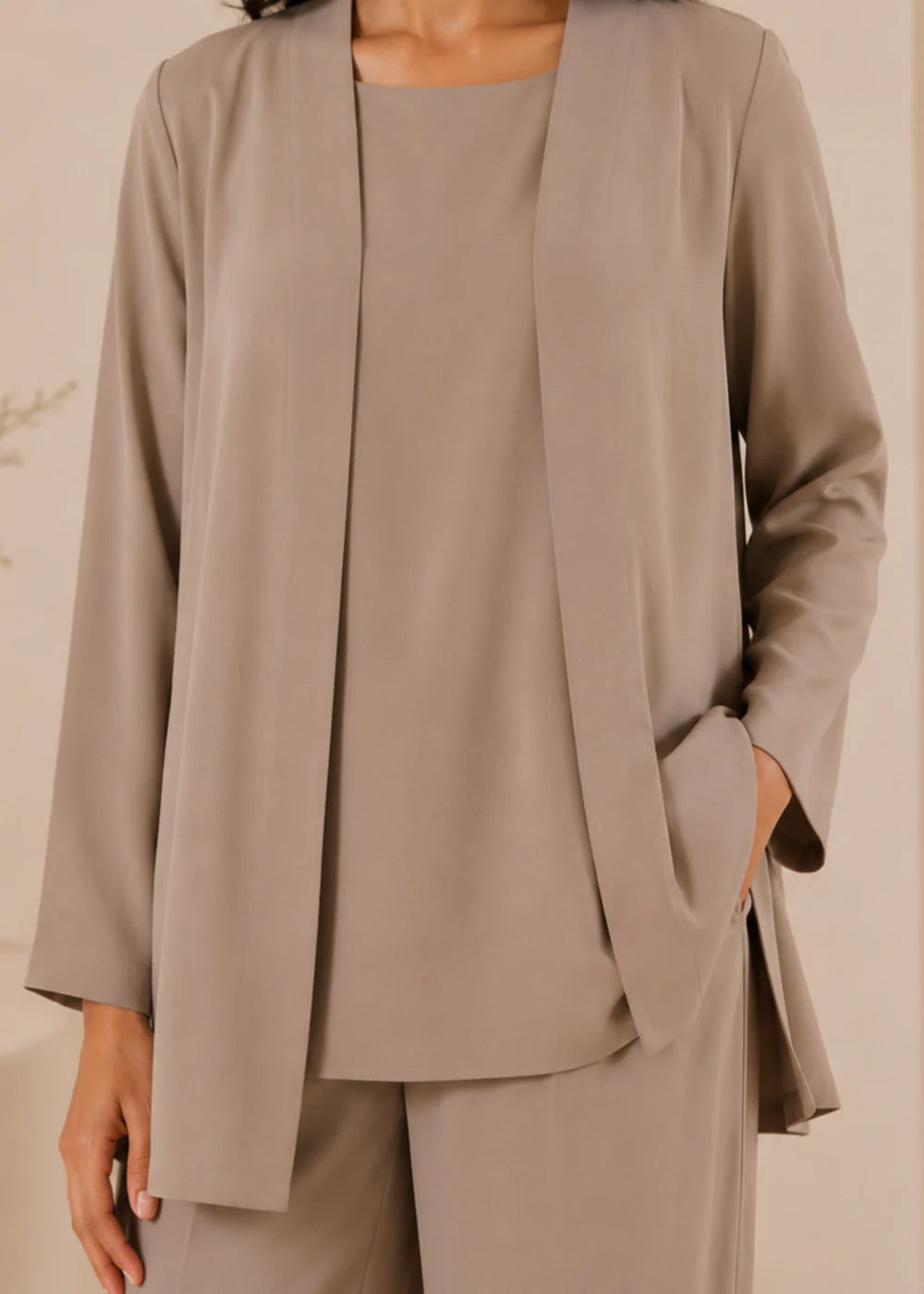 Elegant Beige Co-Ord Set with Layered Top | 7ByImran