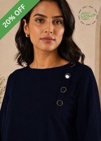 Midnight Blue Round Neck Tunic Co-Ord Set