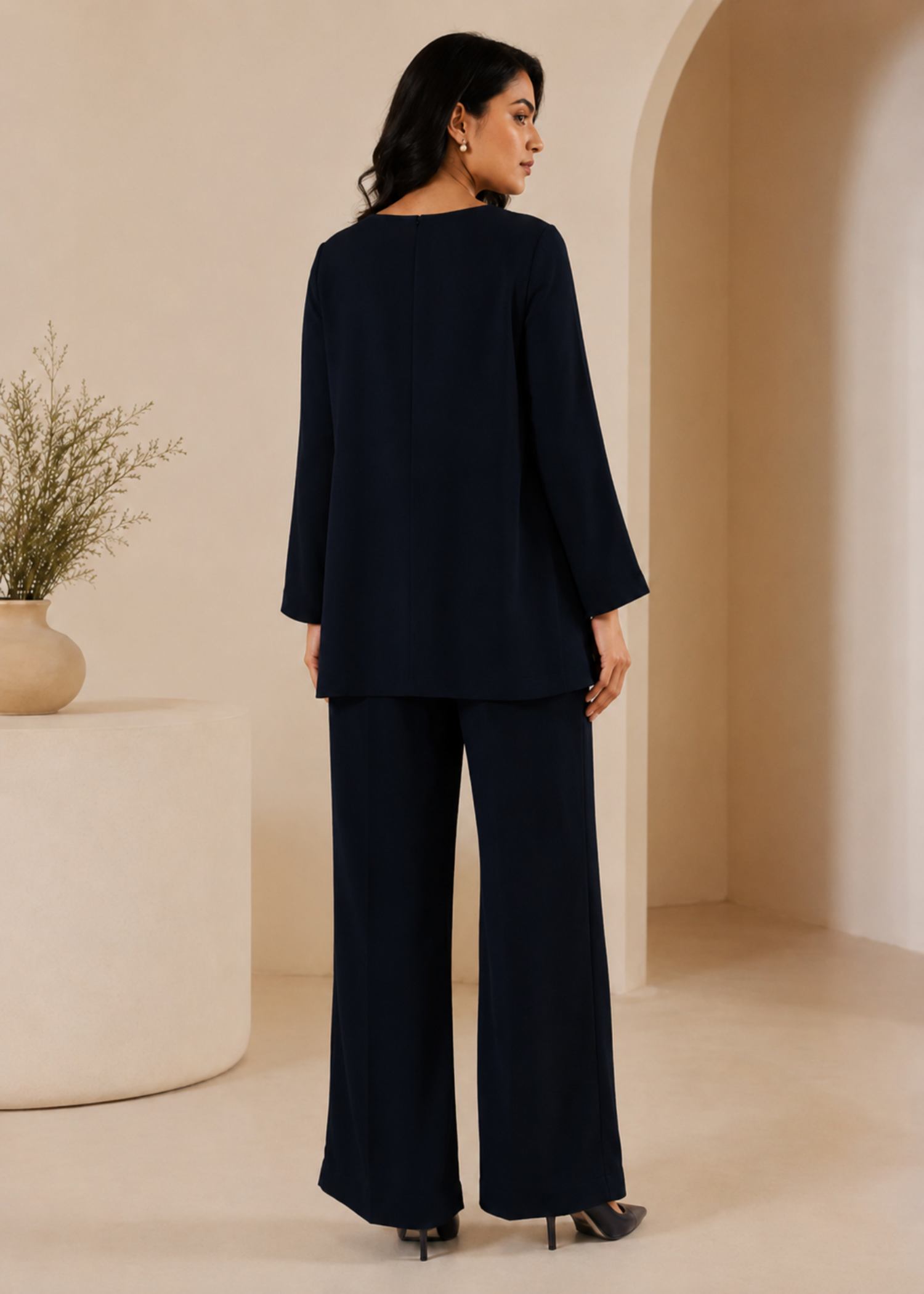 Midnight Blue Round Neck Tunic Co-Ord Set