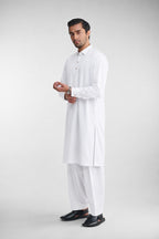 Premium Kameez Shalwar Cotton Blend - White