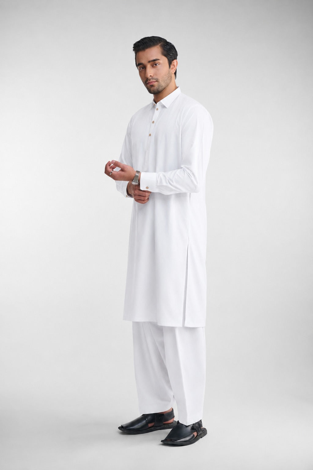 Premium Kameez Shalwar Cotton Blend - White