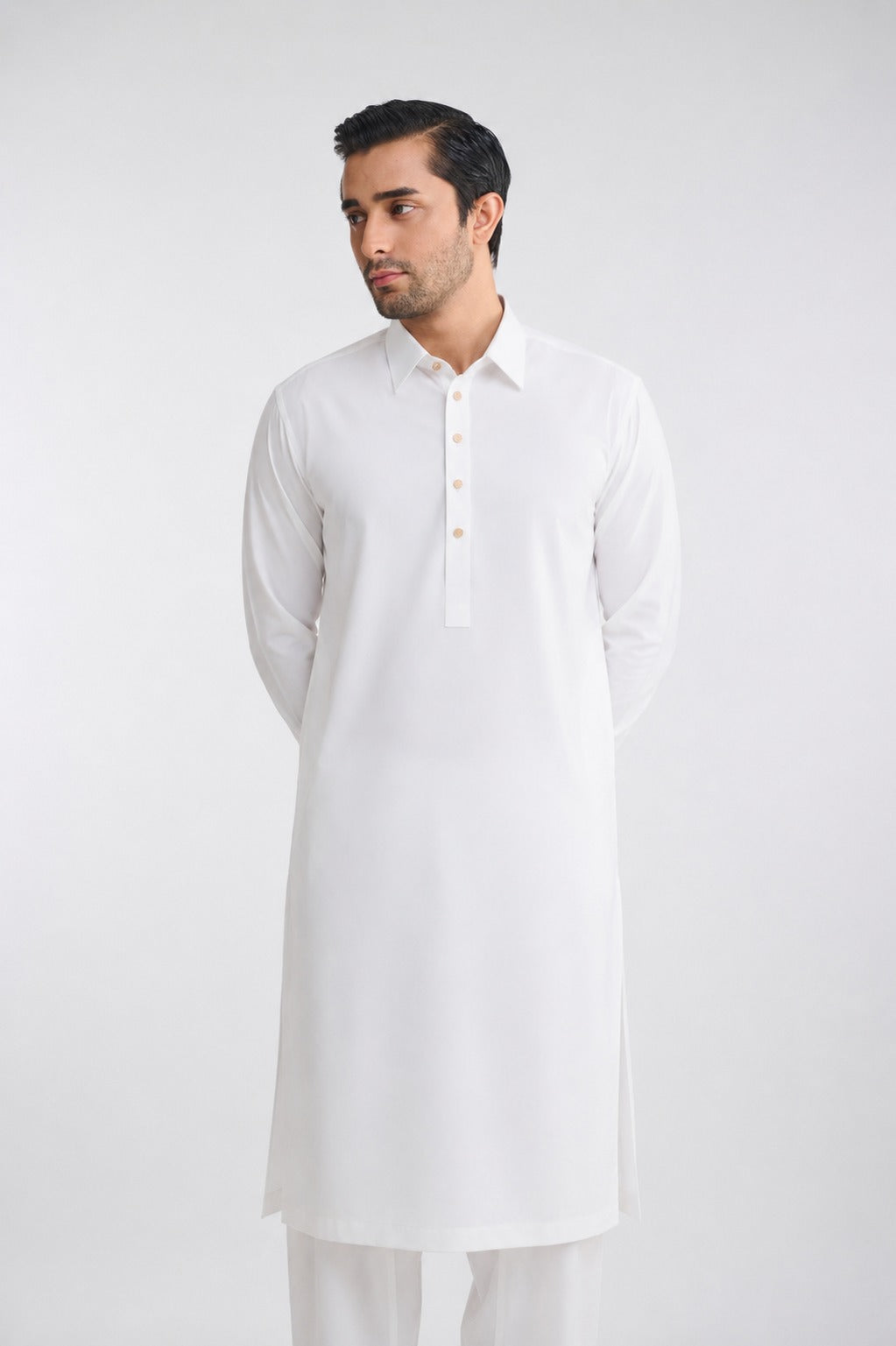 Premium Kameez Shalwar Cotton Blend - White
