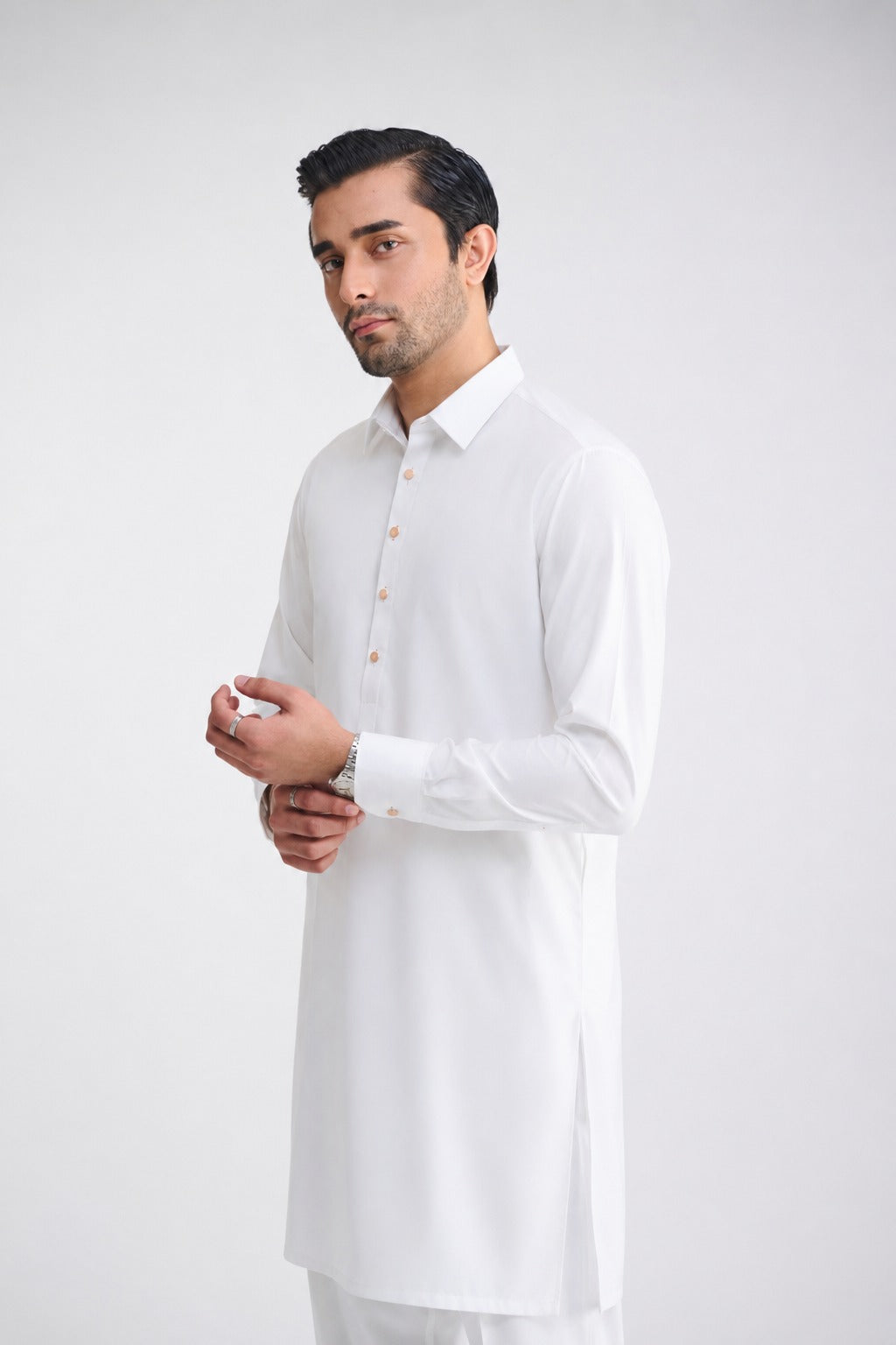 Premium Kameez Shalwar Cotton Blend - White