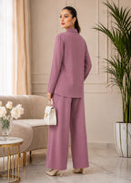 Zinnia Pink Button-Down Georgette Co-Ord Set | 7ByImran