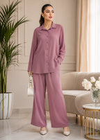 Zinnia Pink Button-Down Georgette Co-Ord Set | 7ByImran